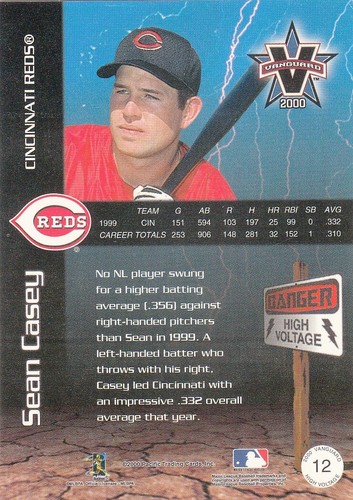 2000 Pacific Vanguard - High Voltage Sean Casey #12 - Reds - kostenloser Versand - Bild 2 von 2