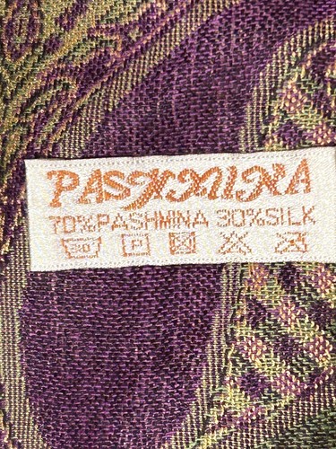 Pashmina Cashmere Silk Scarf Wrap Shawl Multi Paisley Tassels 68 X 27 - Picture 10 of 11