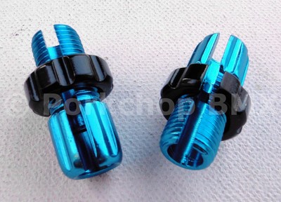 PAIR BLUE Dia-Compe M7 threaded bicycle brake lever barrel adjusters