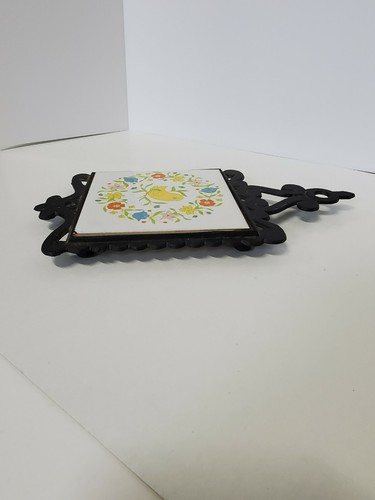 Trivet Cast Iron Seven Star Multicolored Flowers Yellow Bird Spring White Tile - 第 7/12 張圖片