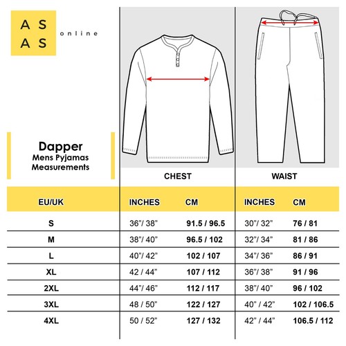 Mens Pyjamas Set Suit Cotton L/S PJs Top & Elastic Waistband Nightwear PJS S/S - Picture 141 of 172