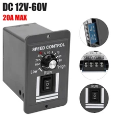DC 12-60V 20A PWM Motor Speed Controller Variable Speed Switch Regulator Reverse