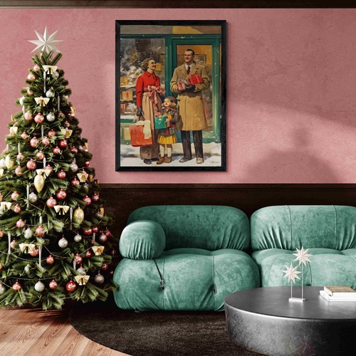 Christmas Couple Multiple Choice of - Canvas - Framed or Poster Available V209 - Picture 6 of 10