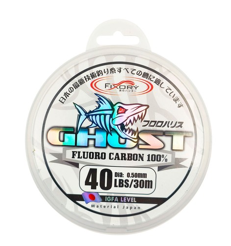 Fixory Ghost Fluro Carbon 100% Fishing Leader IGFA Japan Line 40lb 30m 0.50mm - Foto 1 di 2
