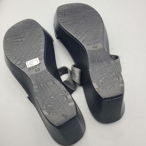 NAOT Sandals Fancy T-Strap Slides Wedge Heel Floral Gray US 9-9.5 40 New $162 - Picture 7 of 9