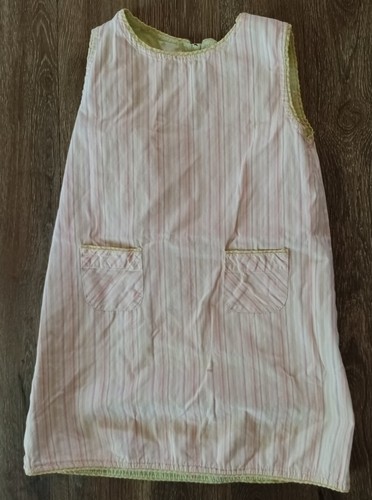 handmade little girls tank dress reversible shabby chic print floral striped 4-5 - Picture 2 of 6
