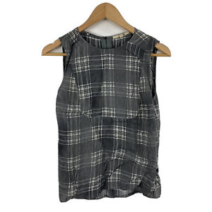 J-Brand-Womens-Top-Size-Small-Grey-Plaid-Sleeveless-Tank-Viscose-Silk-Blend