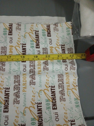 French Words Phrases Paris My Mind's Eye Gold Cotton Fabric Print 22" X 42" Pc - Picture 2 of 5