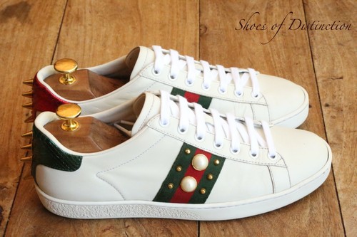 Gucci Ace Pearl White Leather Snake Skin Trainers Ladies UK 4.5 US 7.5 EU 37.5 - Foto 4 di 13
