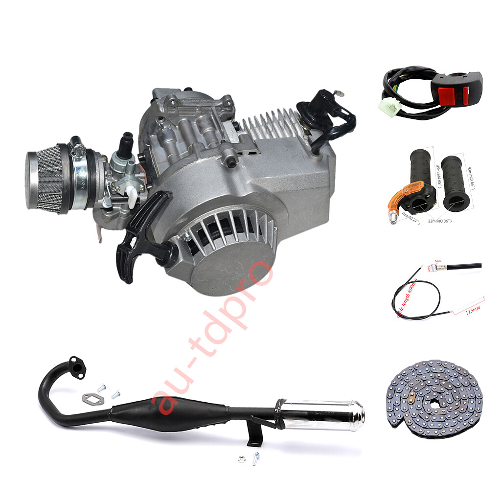 49CC 47CC Motor Racing Engine Chain Muffler Exhaust Pipe For Pocket Rocket  Bike - Technical View