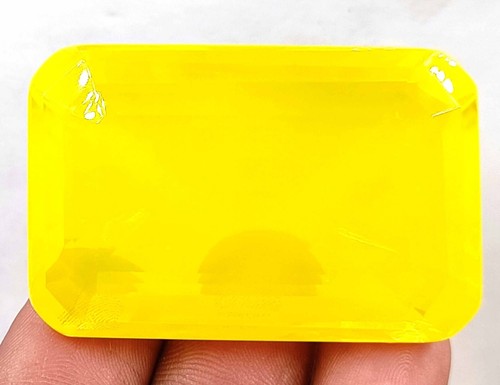 PRECIOUS PIECE YELLOW OPAL CERTIFIED 183 CT EMERALD CUT UNTREATED LOOSE GEMSTONE - Picture 3 of 13
