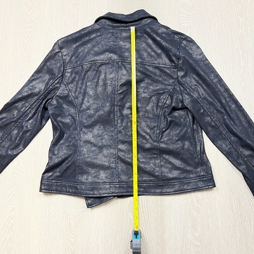 Table Eight Womens Black-Blue Lattice Biker Jacket Size 12 (new) - Picture 10 of 13