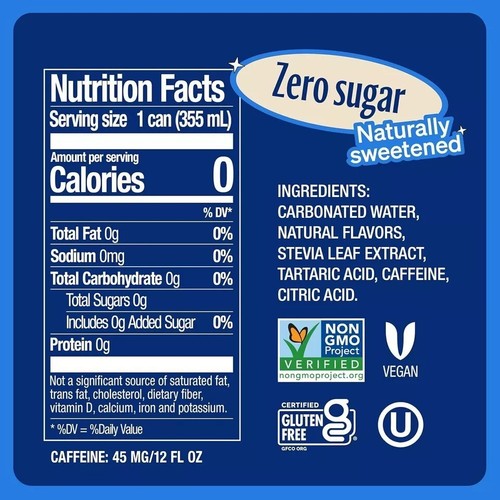 Zevia Zero Calorie Soda, Vanilla Cola, 12 Ounce Cans 12 Fl Oz (Pack of 20) - Picture 2 of 3