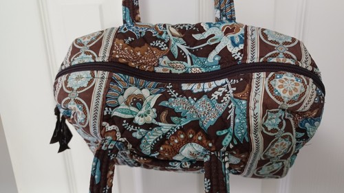 Vera Bradley Purse Blue And Brown Floral Quilted Pocketbook Handbag Shoulder Bag - Picture 17 of 24