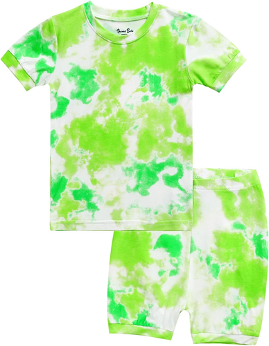 Infant Toddler Kids Junior Soft Bamboo Pajamas Tie Dye Short Summer Pjs 2Pcs Set - Picture 10 of 12