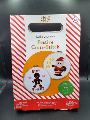 NEU Fröhliche Stechpalme Weihnachtsdekoration Festlich Kreuzstich Kit Paladone Alter 6+  - Bild 1 von 7