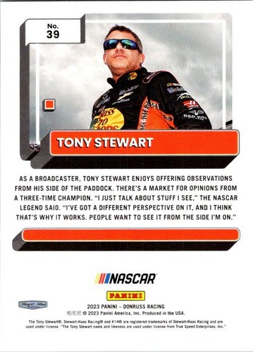 2023 Donruss #39 Tony Stewart Lime Green - Bild 2 von 2