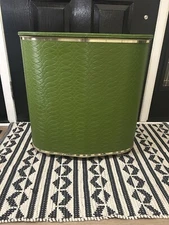 Vintage Mid Century  Vinyl  Counselor Hamper Basket - Green