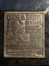 Vintage IVES & POND Pianos Boston, MA Advertisment metal imprint 