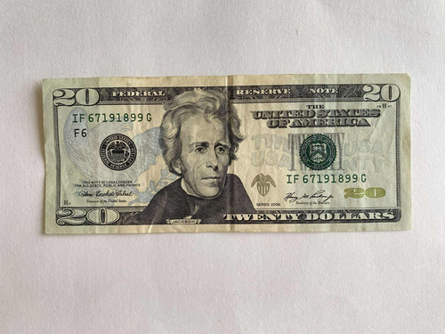 USA Real Money $20 paper money TWENTY DOLLARS Serial # IF 67191899 G Note 2006 - Picture 1 of 3