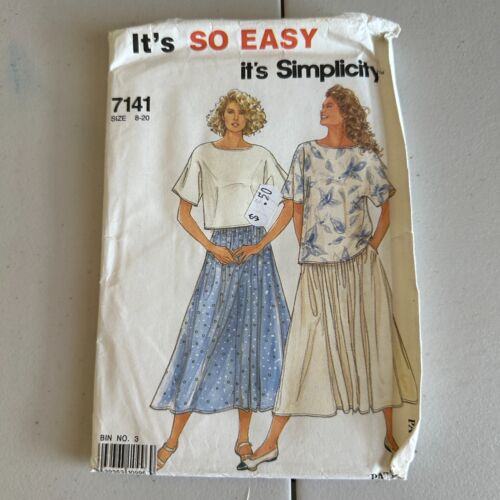 Simplicity Pattern 7141 Sz 8-20 Misses Pullover Crop Top Midi Skirt - Picture 1 of 6
