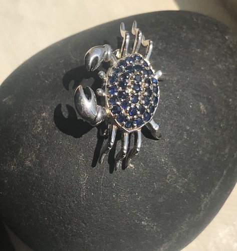 GENUINE GEMSTONE CRAB BROOCH 925 STERLING SILVER FAST FREE SHIPPING !! - Picture 7 of 23