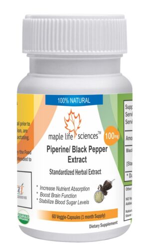 Black Pepper Extract capsules: Pure & high quality PIPERINE 95% by HPLC - Afbeelding 1 van 2