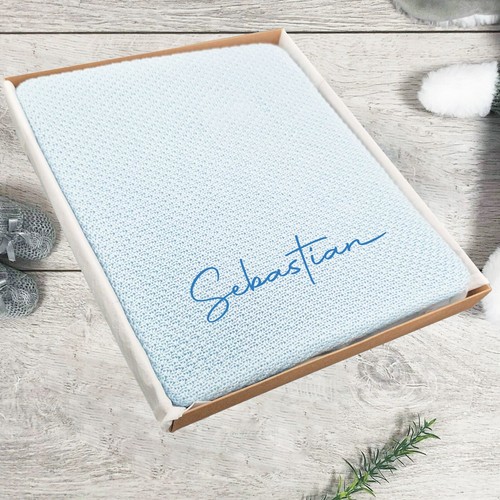 Personalised Baby Bamboo Knitted Blanket Soft Natural Breathable Blanket Wrap - Picture 5 of 13