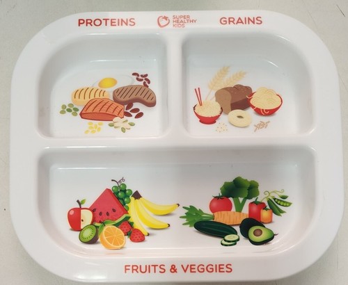 Set of 4 Healthy Habits Divided Kids Portion Plate 3 sections BPA FREE