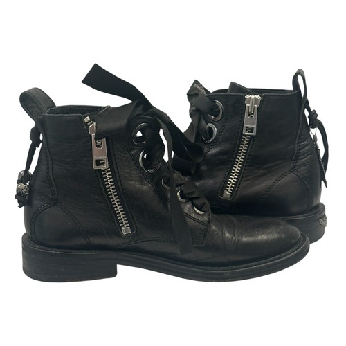 Zadig & Voltaire Laureen Roma Leather Biker Ankle Boot Black Women’s 6US (37FR) - Picture 7 of 10