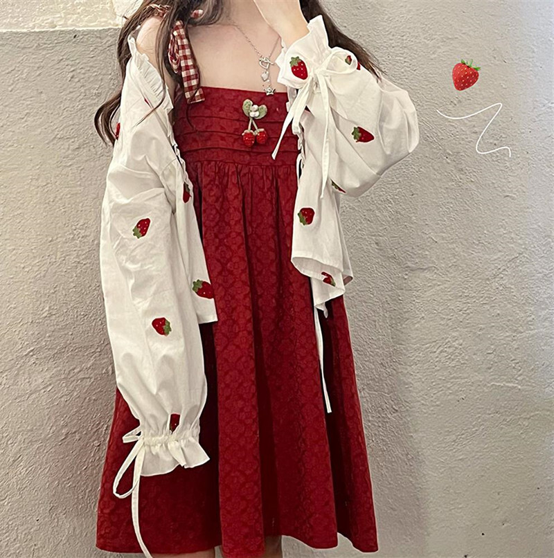 Japanese-style ladies girl student cute strawberry dress kawaii - Main Image
