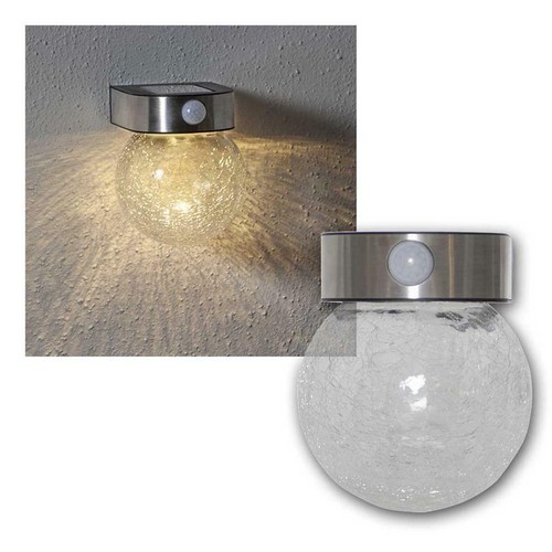 LED Solar-Wand-Lampe Bewegungsmelder & Timer, Glas-Kugel, Haus-Eingangs-Leuchte - Bild 2 von 5