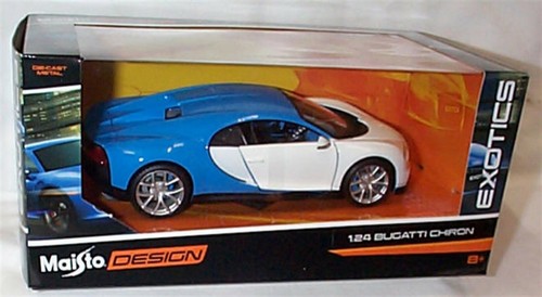 Bugatti Chiron White & Blue Diecast 1-24 scale New in box - Picture 1 of 2