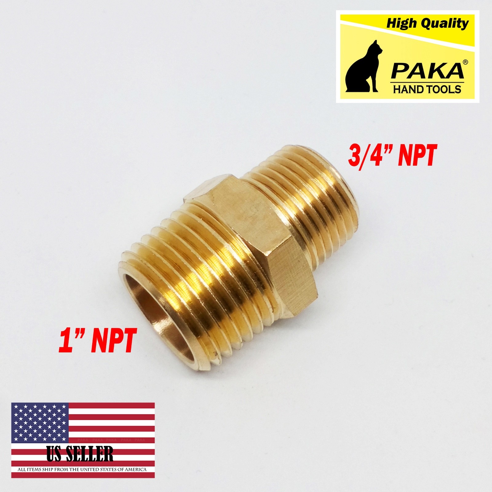 1 PC 1" x 3/4" NPT Male Brass Hex Nipple Reducer pipe fitting air