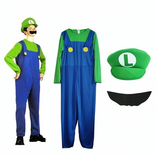 Men Women Adult Kids Super Bros Cosplay Party Fancy Dress Costume - Picture 14 of 19