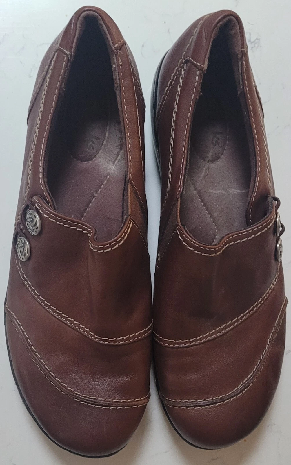 Mocassino Clarks Ashland donna 9 M marrone scarpe slip on pelle casual comfort