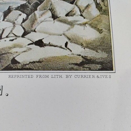 Ice Boat Race on the Hudson Currier & Ives Litografía Reimpresión 11 3/4" x 13" - Imagen 3 de 4