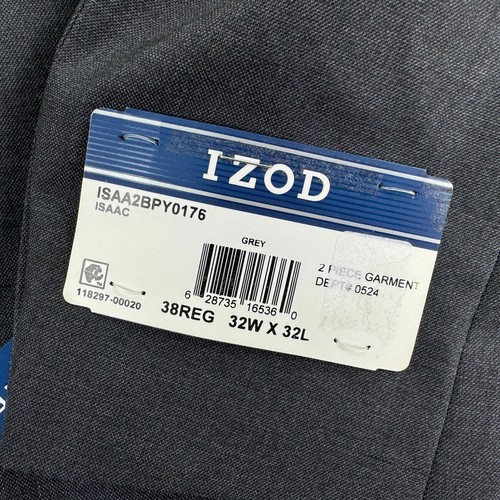 Giacca tuta uomo Izod Isaac vestibilità classica tinta unita elasticizzata grigio antracite 38R - Foto 2 di 5