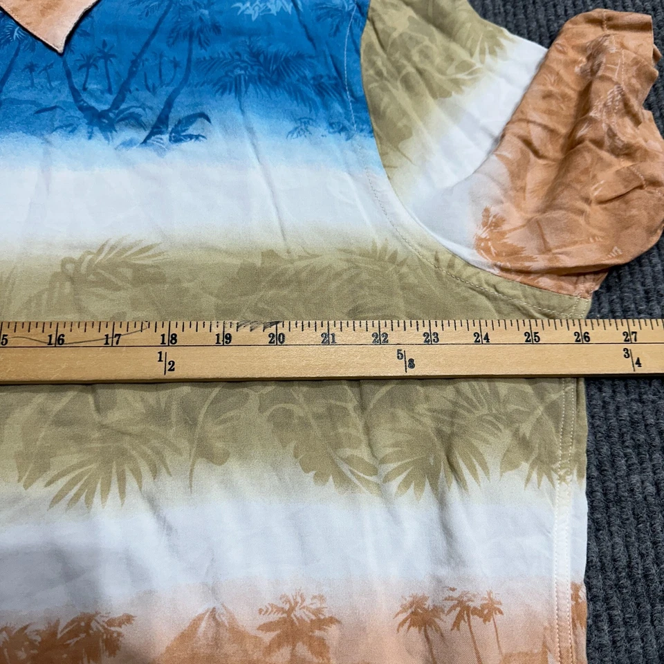 Campia Tie Dye Mens Short Sleeve Hawaiian Shirt Size XXL 2XL Orange Blue - Image 4 of 4