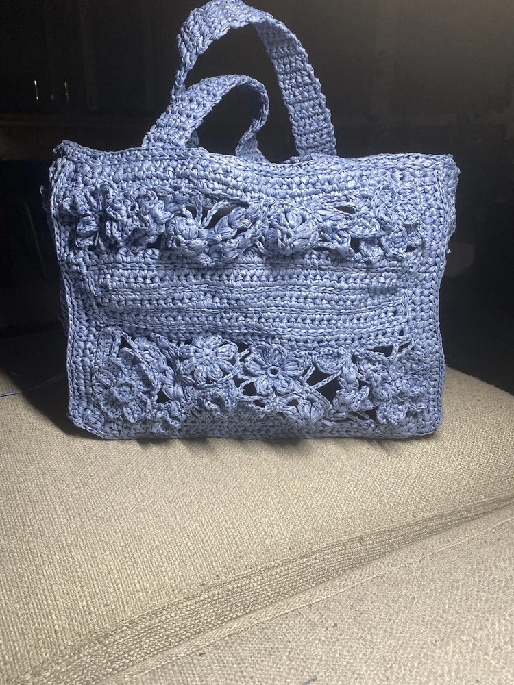 Handmade Raffia-Style Crochet Tote Bag Dior Inspired
