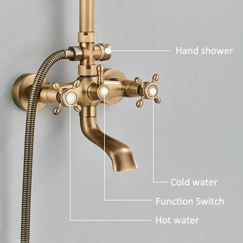 Bathroom Freestanding Tub Faucet Rainfall Shower Head System Floor Mounted Mixer - Picture 52 of 82