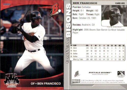 Ben Francisco 2007 Choice Buffalo Bisons #5 RC Card FREE SHIP *AutographDen*
