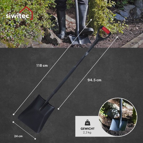 Gartenspaten Spaten spitz rund Schaufel Spatengabel siwitec Stahl Garten 118 cm - Bild 16 von 34