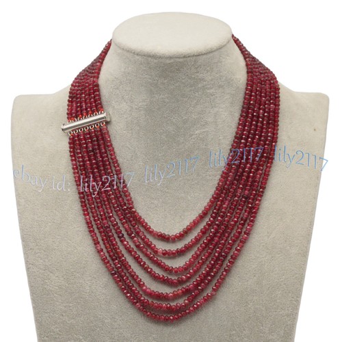 7 Rows Faceted 2x4mm Multicolor Jade Gemstone Rondelle Beads Necklaces 17-23'' - Picture 68 of 93
