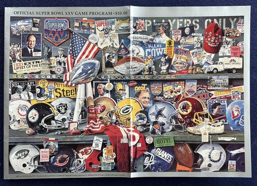 De colección 1991 Super Bowl XXV programa de juego de recuerdo/gigantes sobre facturas (amplia derecha) - Imagen 1 de 13