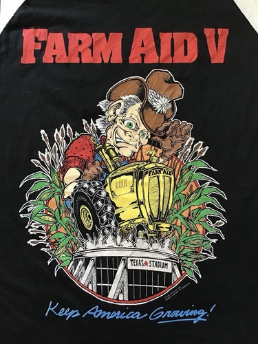 Vtg 1992 Farm Aid V Concert T Shirt Neil Young 2 Double Sided 50 50 Band Tee L - Picture 12 of 18