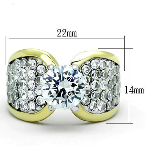 CLEARANCE---2.75 CARAT 2 TONE ROUND CUT CZ ENGAGEMENT RING SIZE 5, 6, 7, 8, 10 - Picture 4 of 4