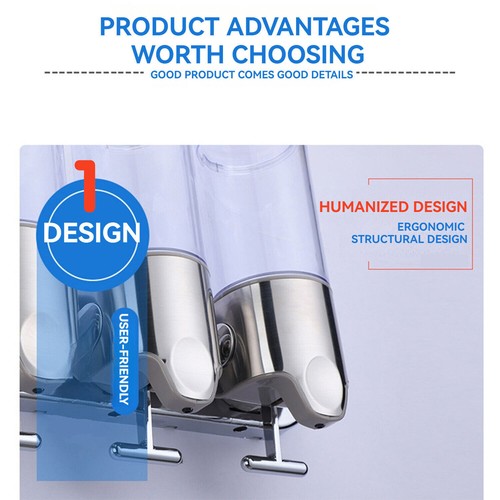 500ml Wall Mounted Soap Shampoo Hand Sanitizer Pump Dispenser Bathroom Shower { - Picture 4 of 10