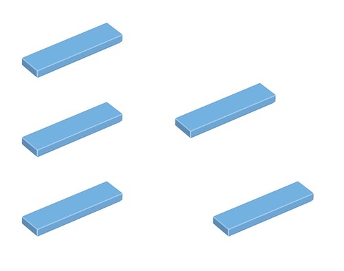 5 New LEGO Medium Blue 1x4 Tile 2431 flat tile smooth finish floor square trim - Picture 3 of 6