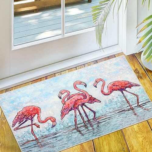 Olivia's Home - 22" x 32" Accent Rug - Tropical Flamingo at Water's Edge - Picture 4 of 6